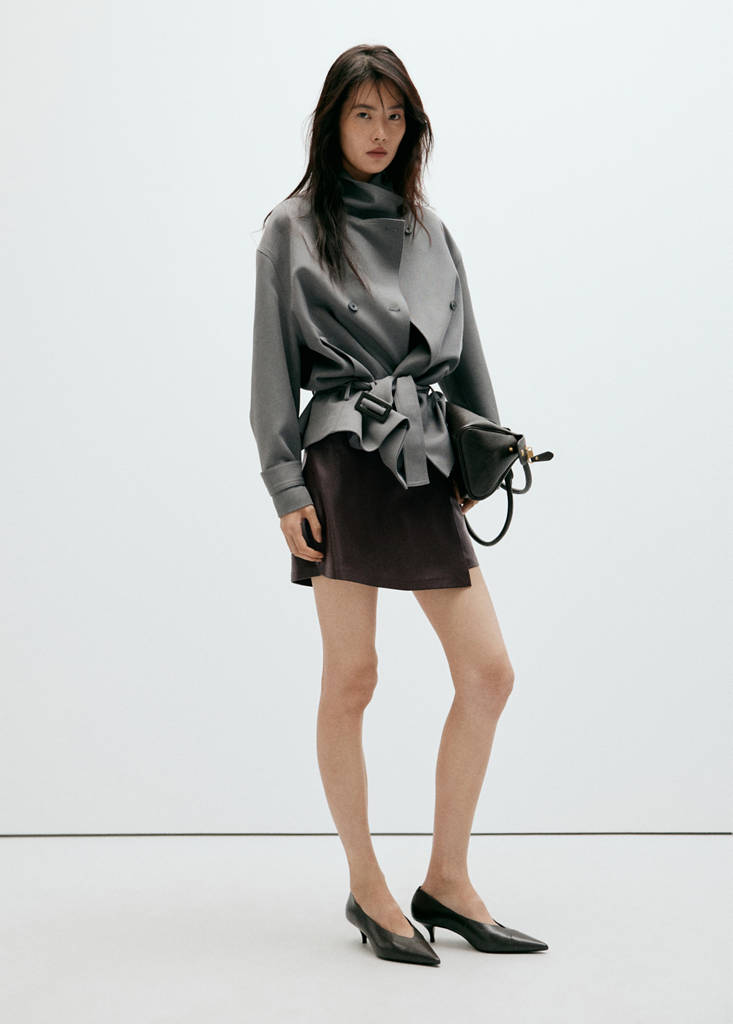 Faux leather skirt with buckle — Chocolate