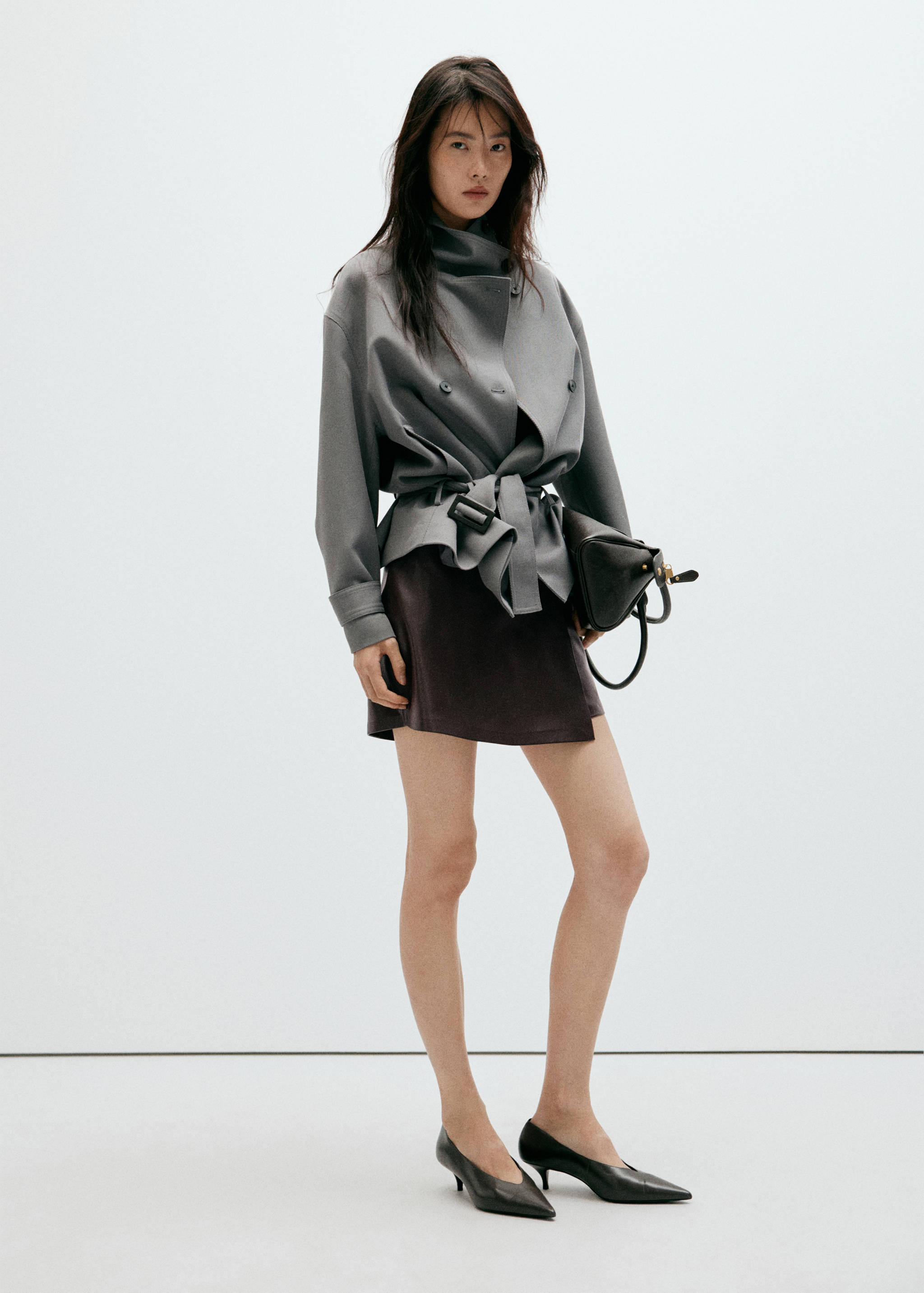 Faux leather skirt with buckle - General plane