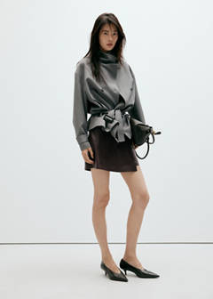 Faux leather skirt with buckle — Chocolate 2