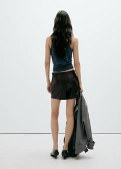 Faux leather skirt with buckle — Chocolate 3