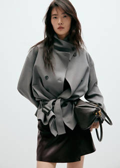 Faux leather skirt with buckle — Chocolate 4