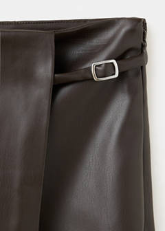 Faux leather skirt with buckle — Chocolate 7