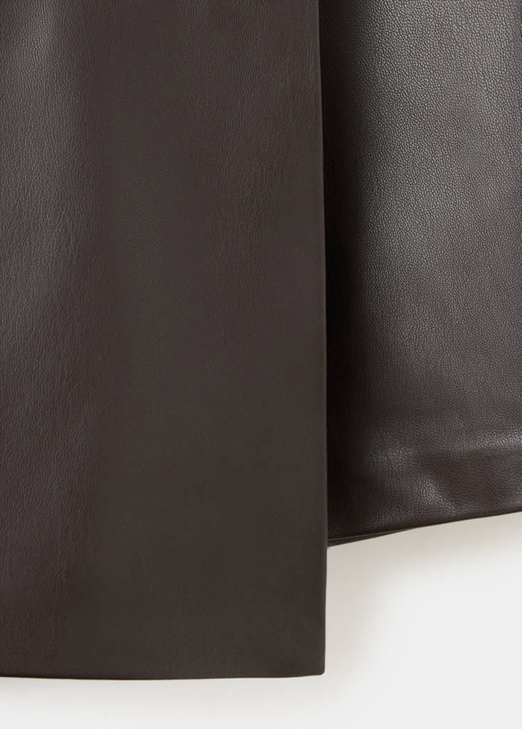 Faux leather skirt with buckle — Chocolate