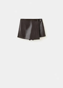 Faux leather skirt with buckle — Chocolate 6