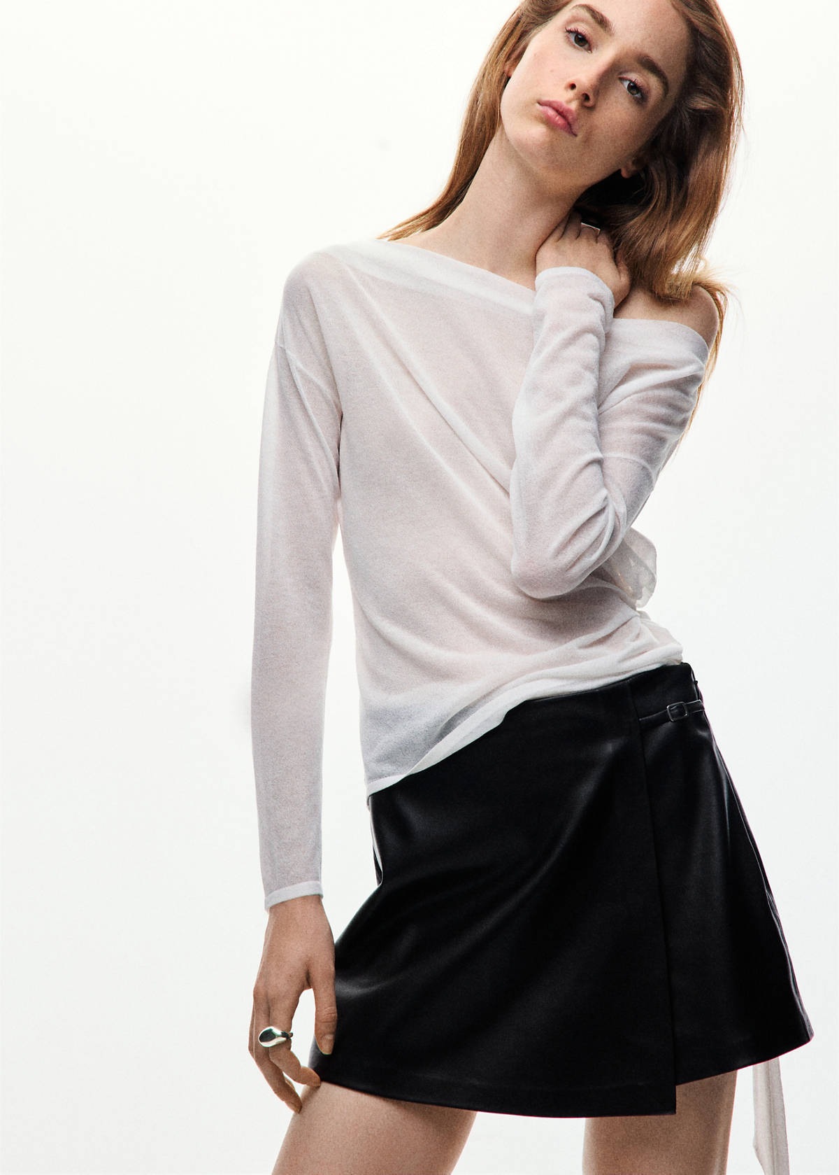 Faux leather skirt with buckle — Black
