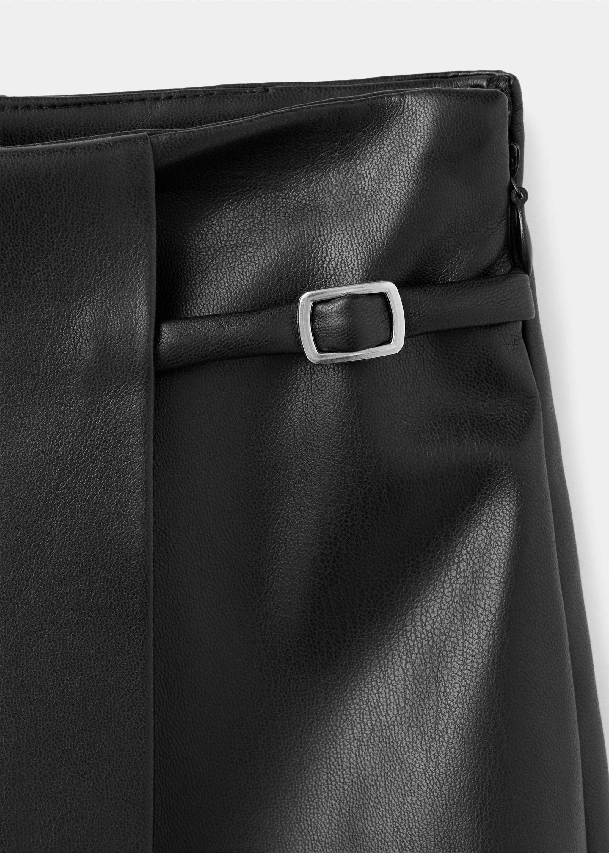 Faux leather skirt with buckle - Details of the article 8, Black. Ref: 37055167-00.