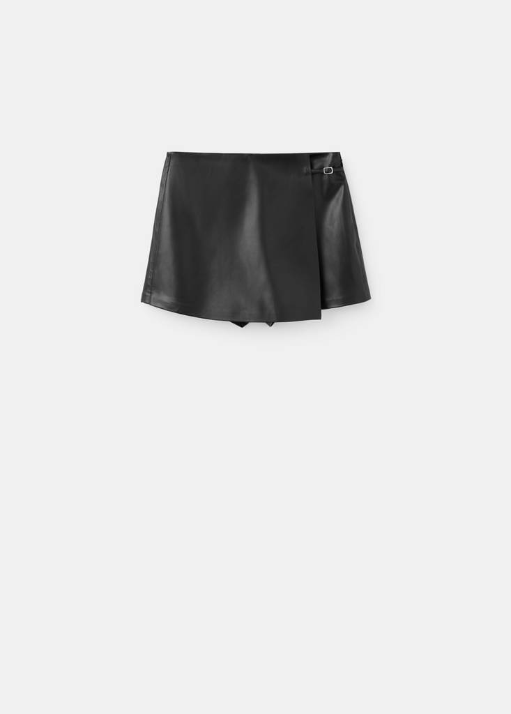 Faux leather skirt with buckle — Black