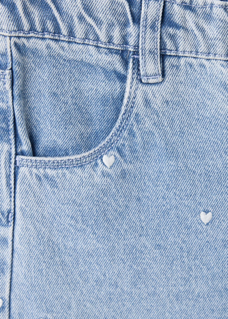 Palazzo jeans with embroidered hearts — Light Blue