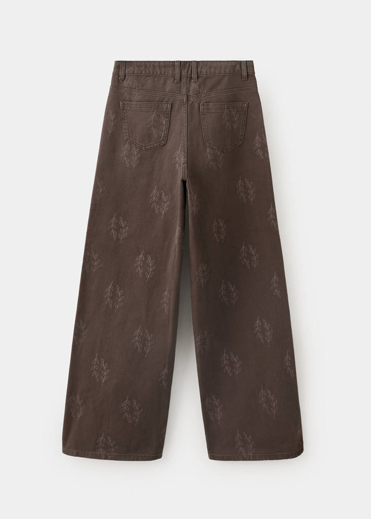 Printed wide-leg jeans — Brown