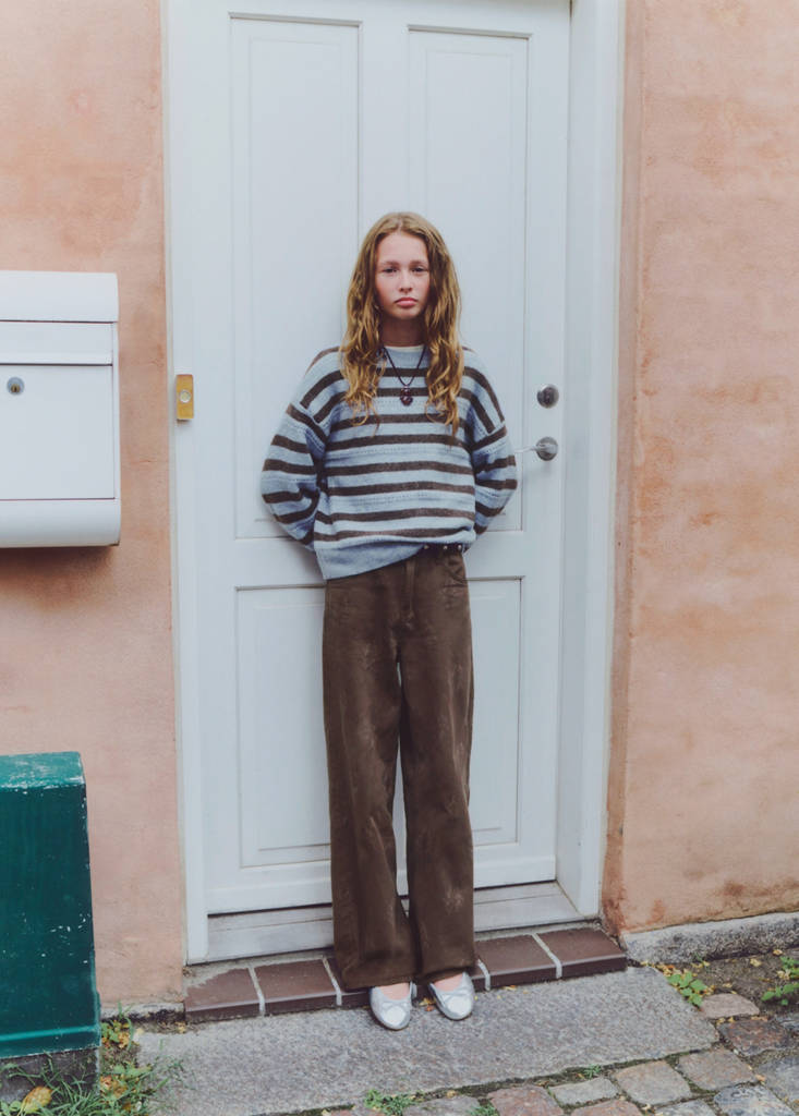 Printed wide-leg jeans — Brown