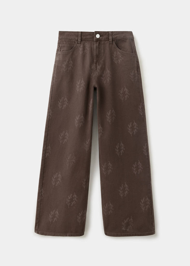 Printed wide-leg jeans — Brown