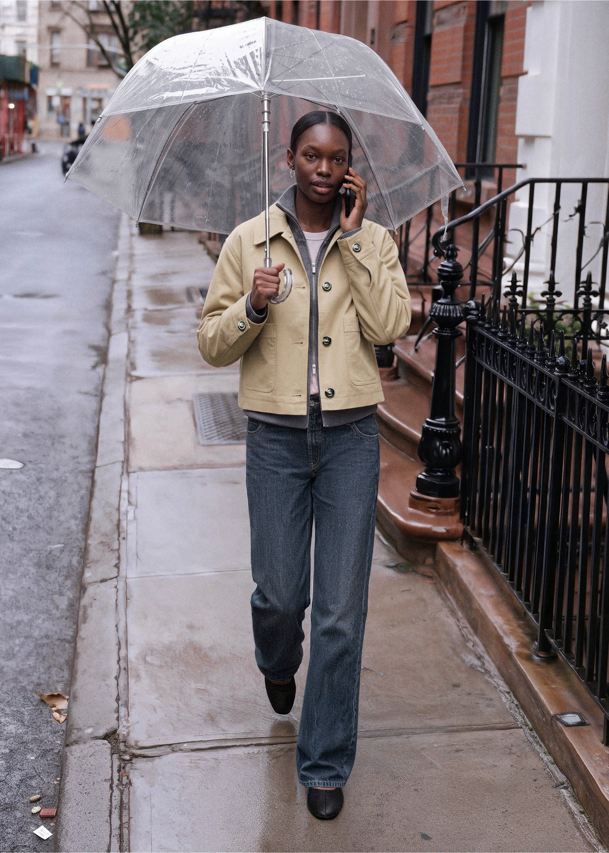 Collared button-up jacket - General plane, Beige. Ref: 37055173-00.