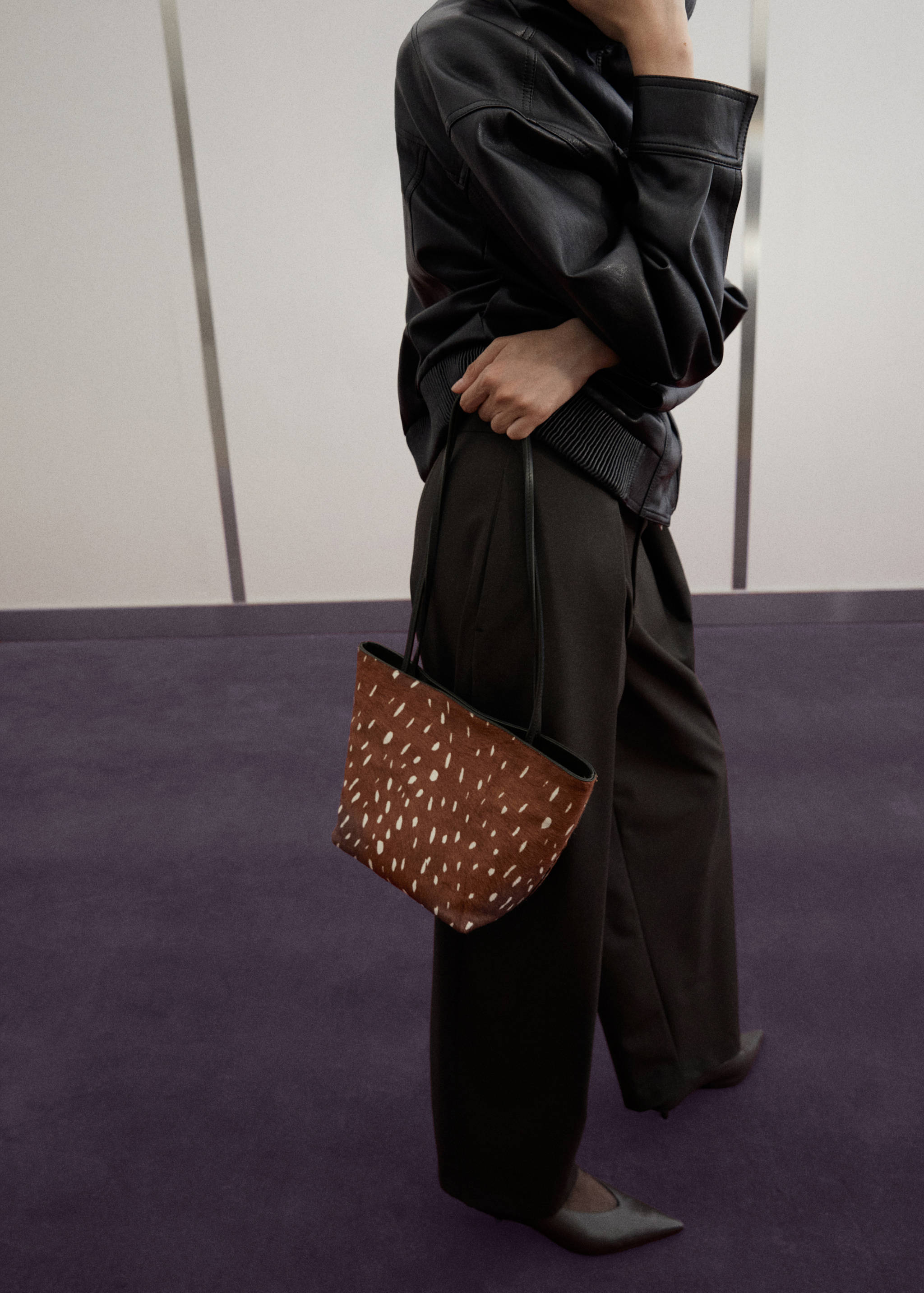 Sac cabas en cuir et fourrure Bambi - Plan général