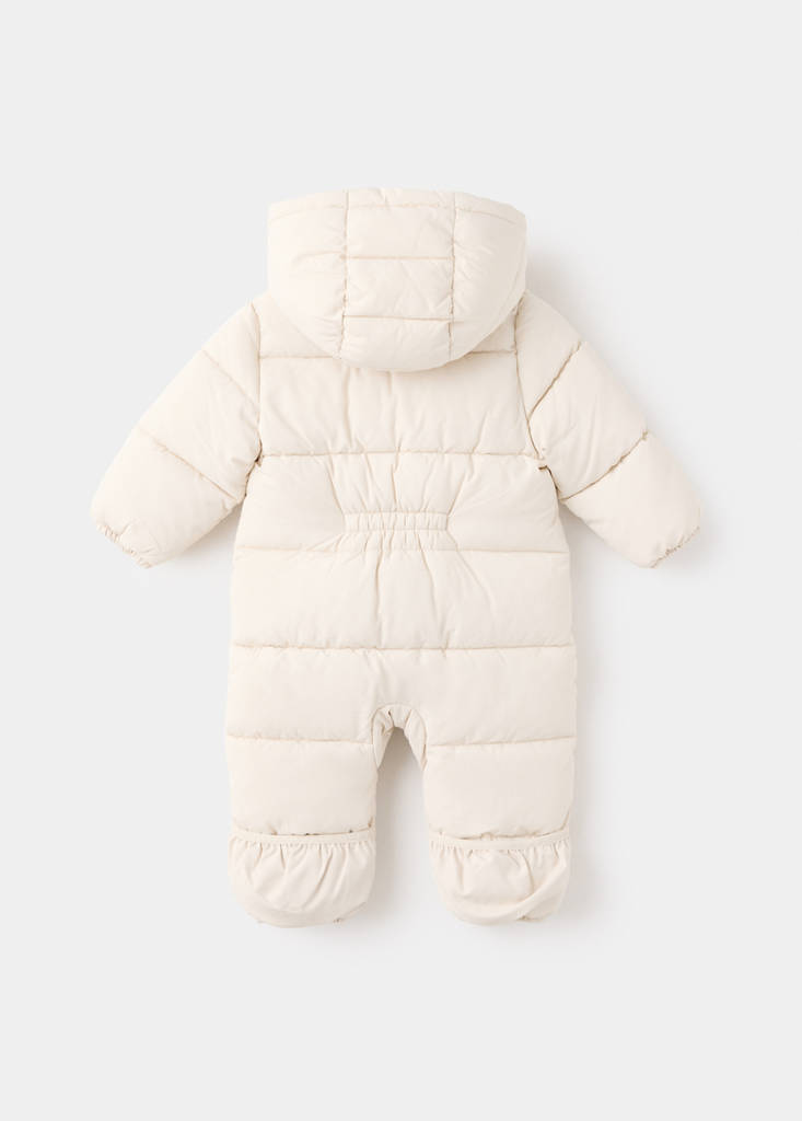 Quilted hoodie with fur hood — Sand
