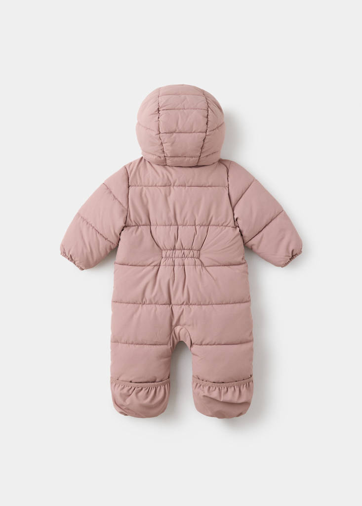 Quilted hoodie with fur hood — Pink