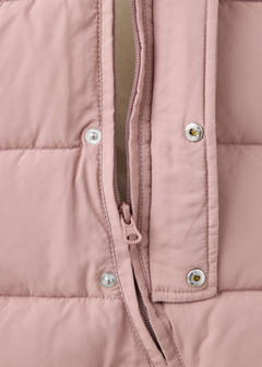 Quilted hoodie with fur hood — Pink 2