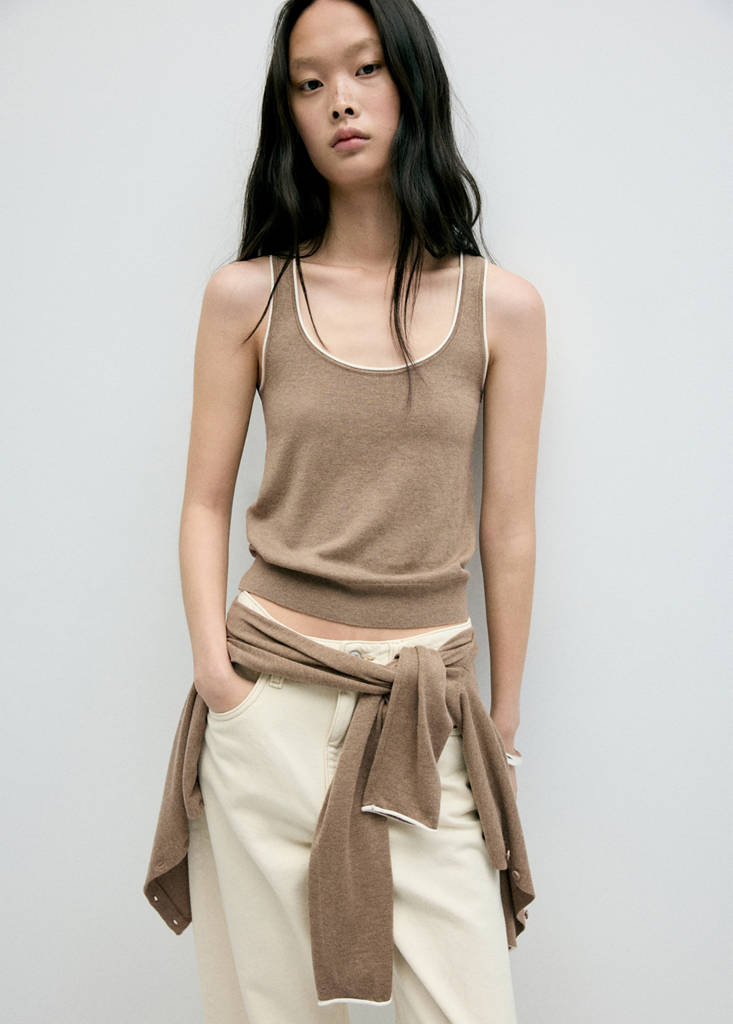 Contrast trim knitted top - thumbnail 2