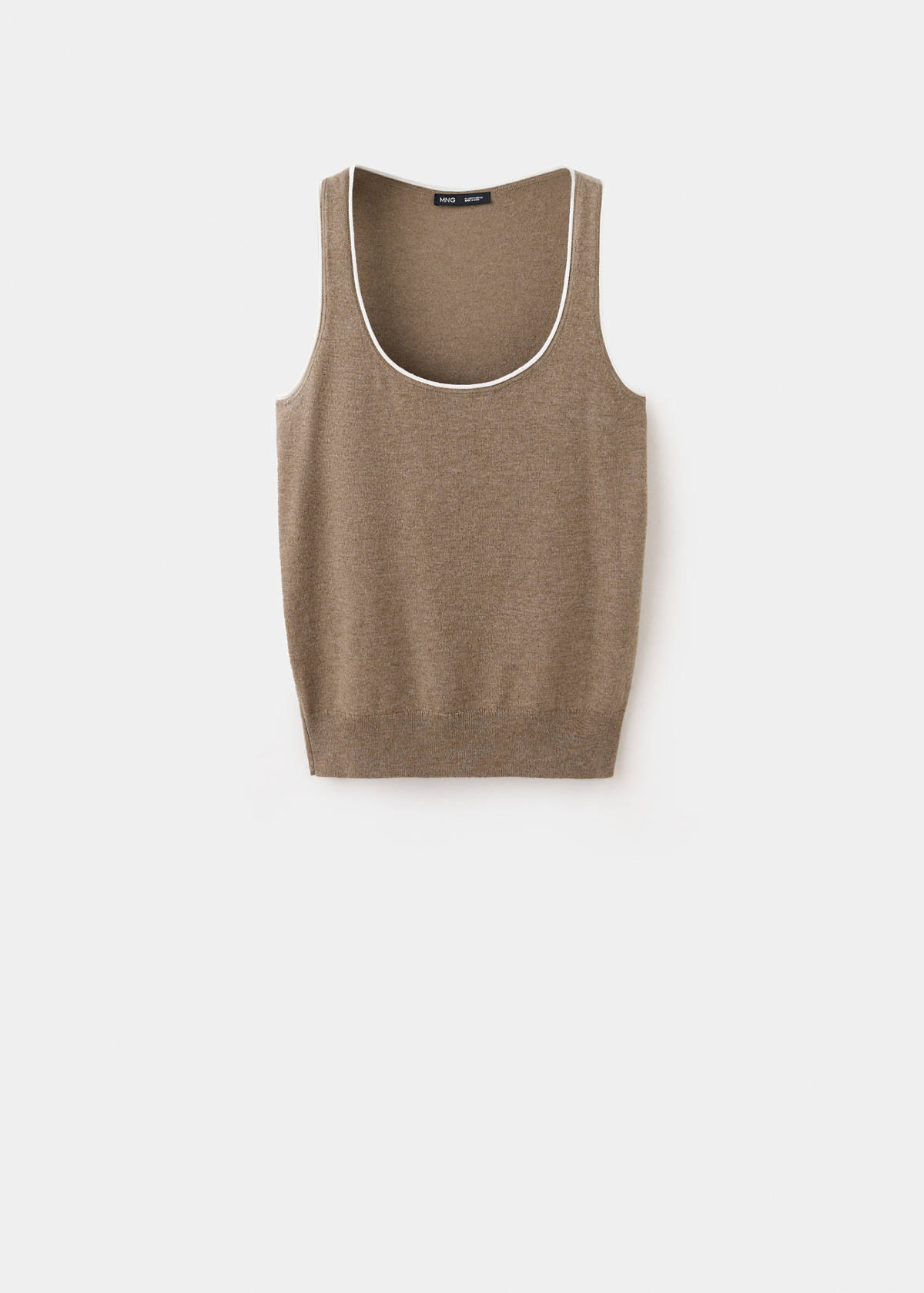 Contrast trim knitted top — Medium Brown
