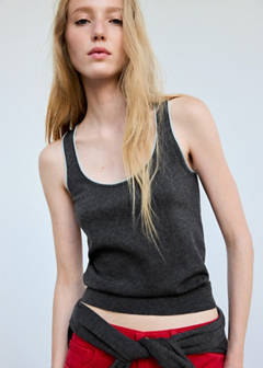 Contrast trim knitted top — Grey 1