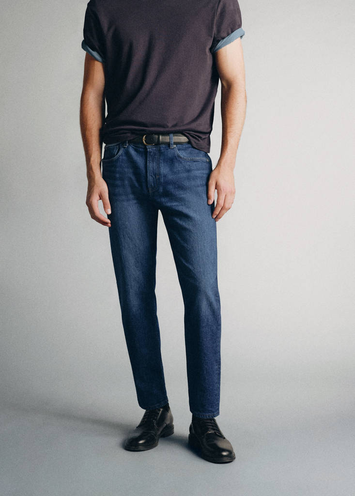 Tapered-fit cotton jeans, made in Italy — Dark Blue