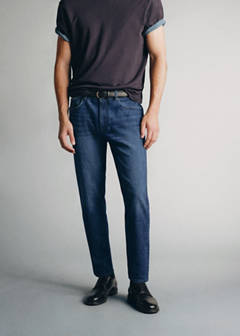 Jeans made in Italy, tapered fit, Candiani fabric — Dark Blue 1