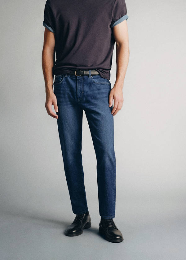 Jeans made in Italy, tapered fit, Candiani fabric — Dark Blue