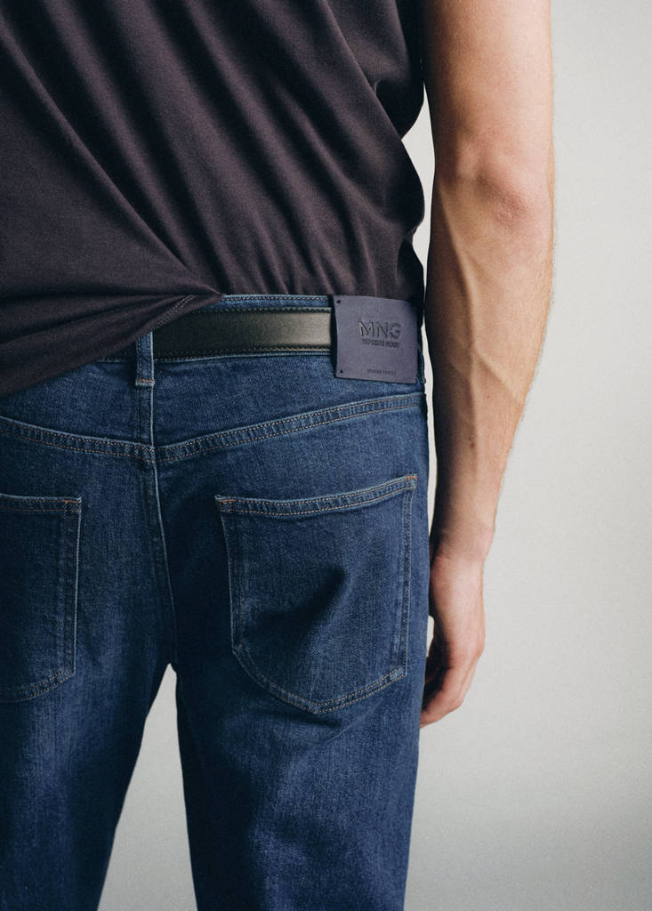 Tapered-fit cotton jeans, made in Italy — Dark Blue