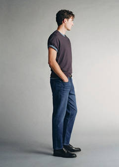 Jeans made in Italy, tapered fit, Candiani fabric — Dark Blue 5