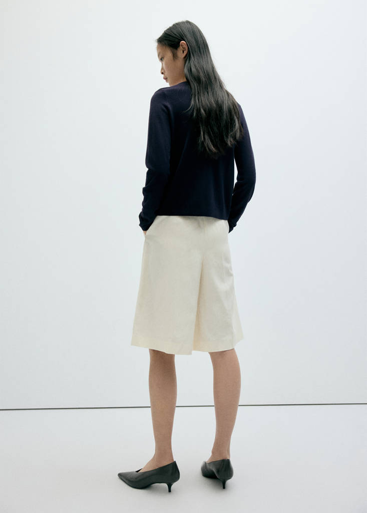 Knitted button cardigan — Navy