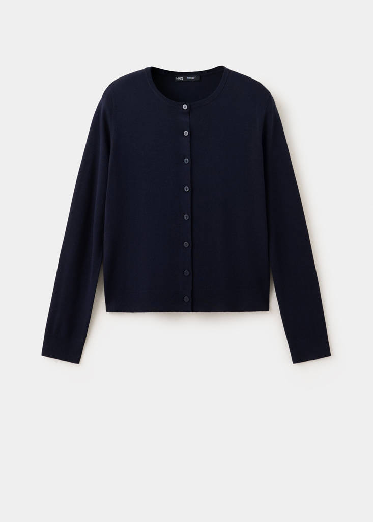 Knitted button cardigan — Navy