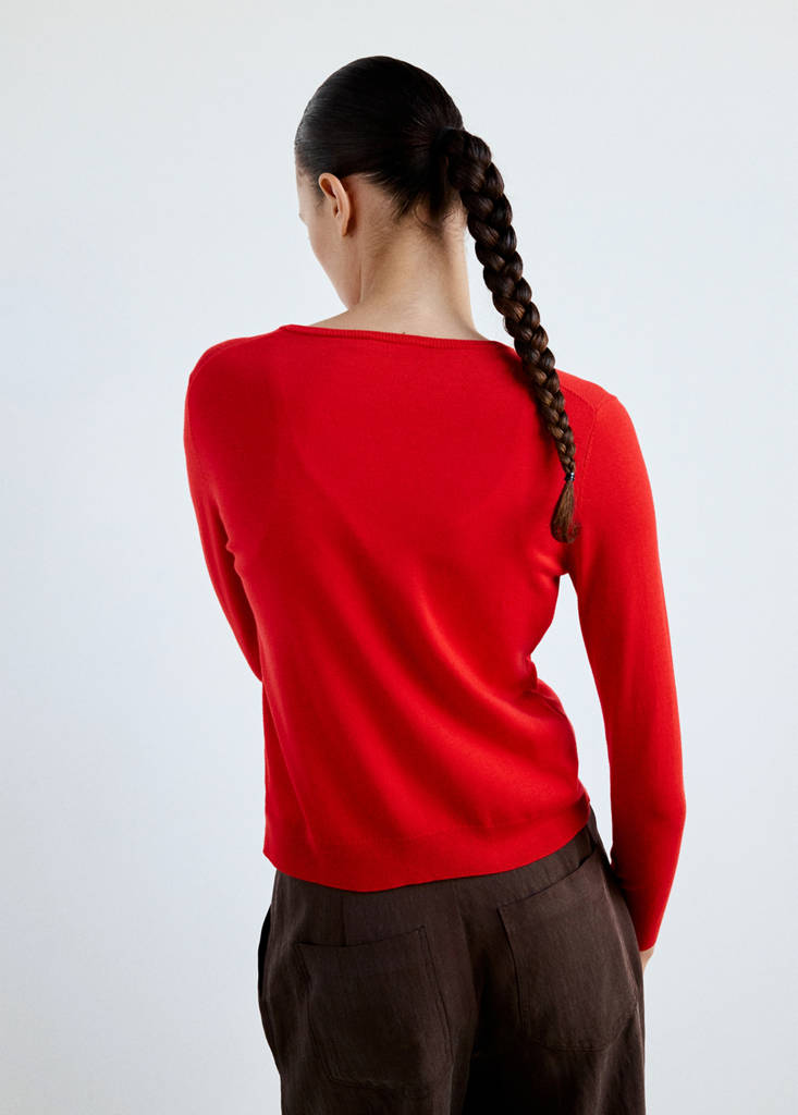 Knitted button cardigan — Red