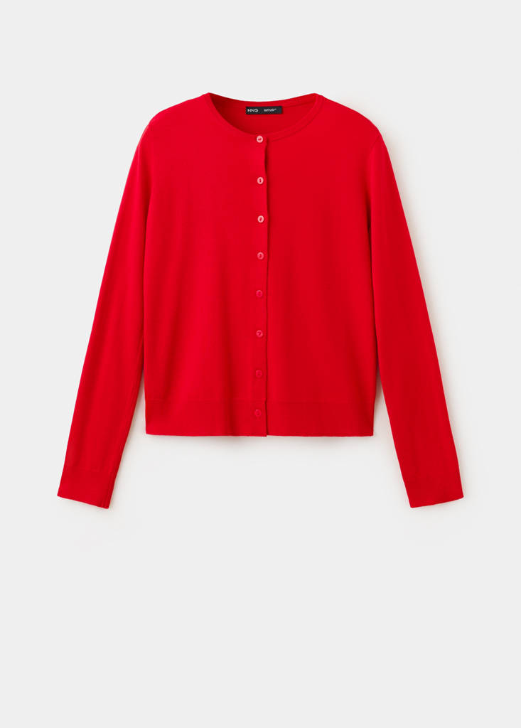 Knitted button cardigan — Red