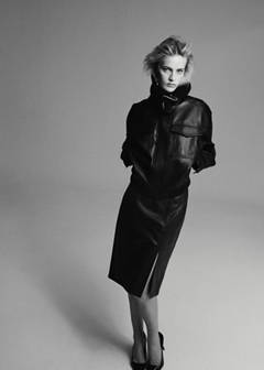 Faux leather jacket with ribbed collar — Black 10