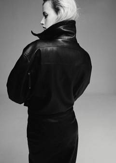 Faux leather jacket with ribbed collar — Black 11
