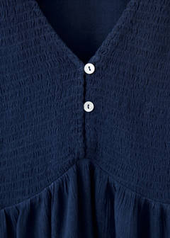 Textured V-neck blouse — Navy 6