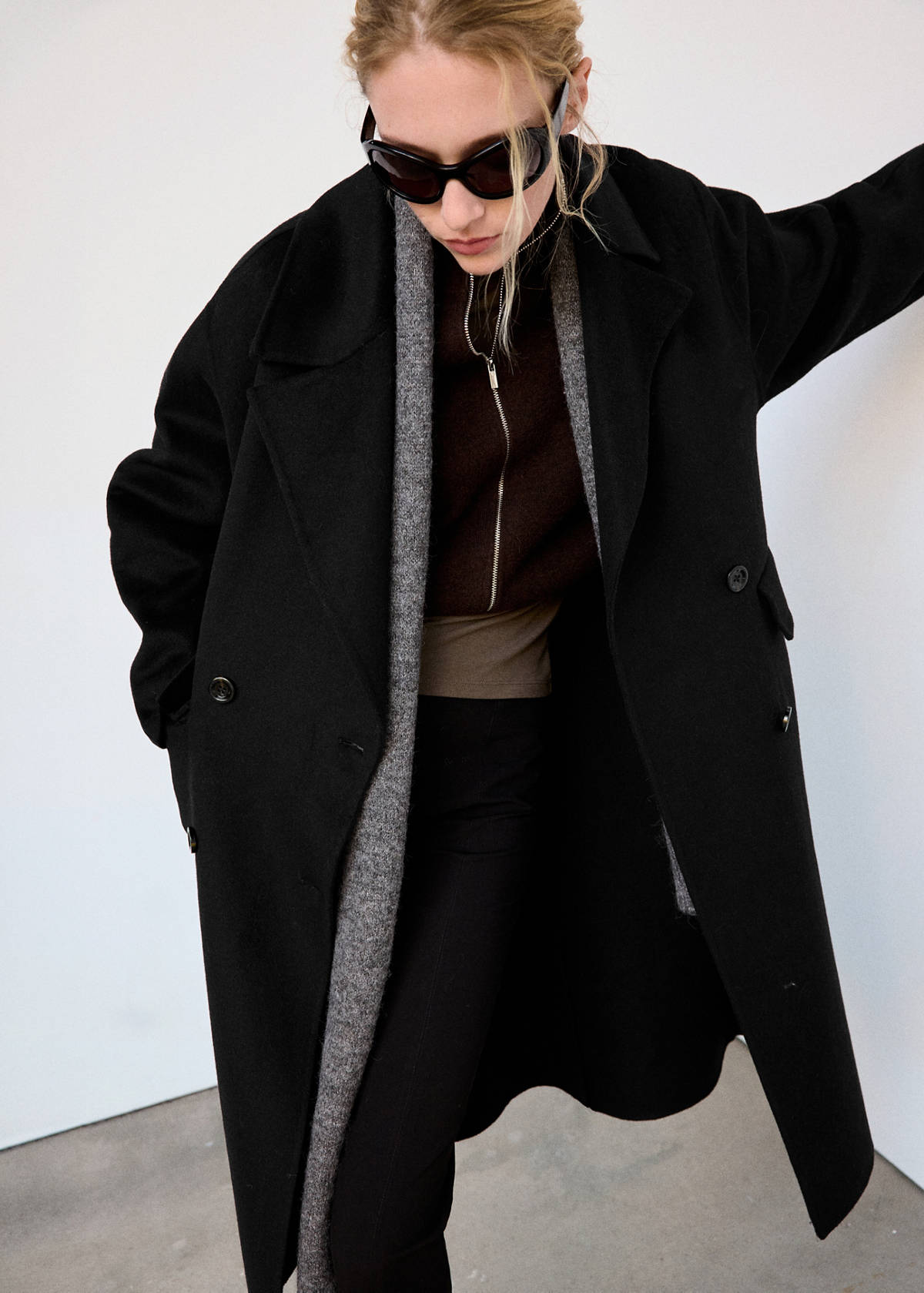 Handmade oversized wool coat — Black