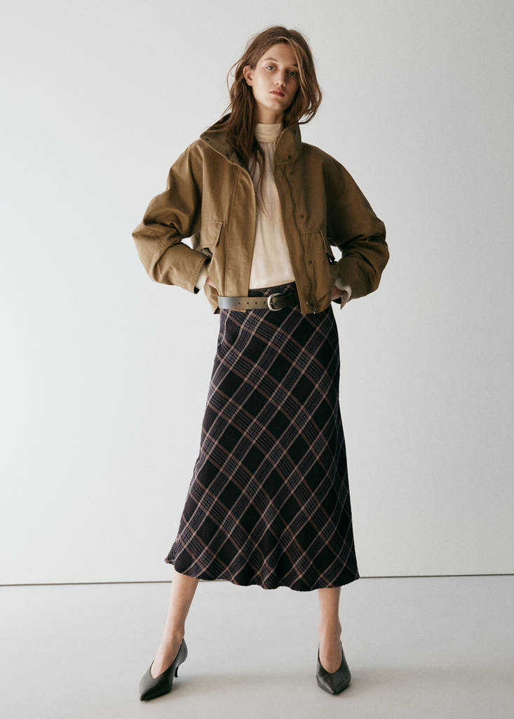 Funnel-neck jacket with pockets — Beige