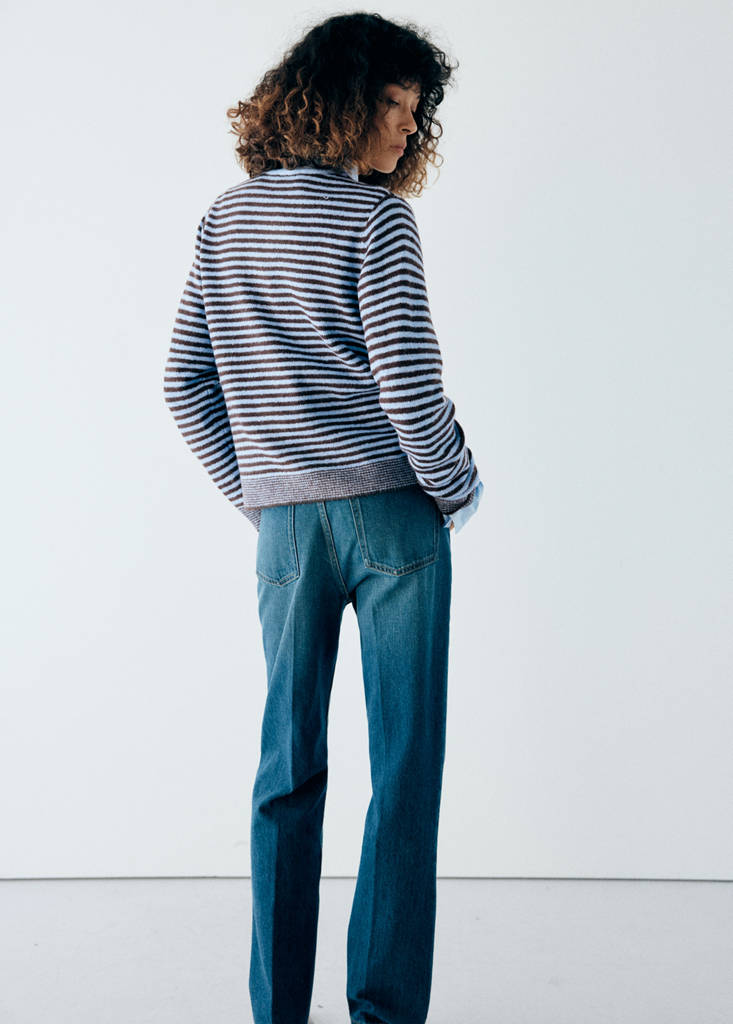 Striped cardigan scarf — Sky Blue