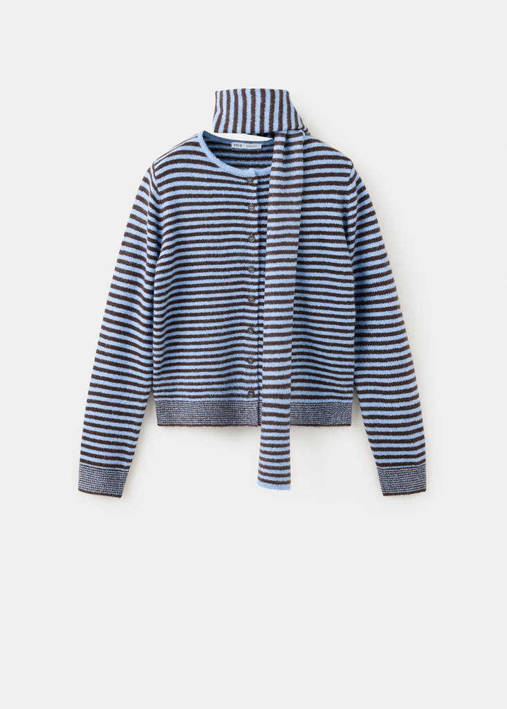 Striped cardigan scarf — Sky Blue