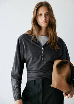 Buttoned knit sweater — Grey 1