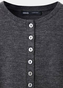 Buttoned knit sweater — Grey 6