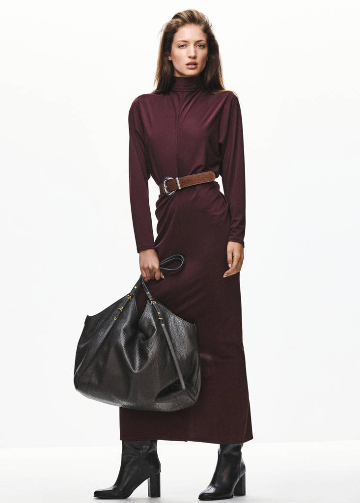 Ruched side knitted dress — Burgundy