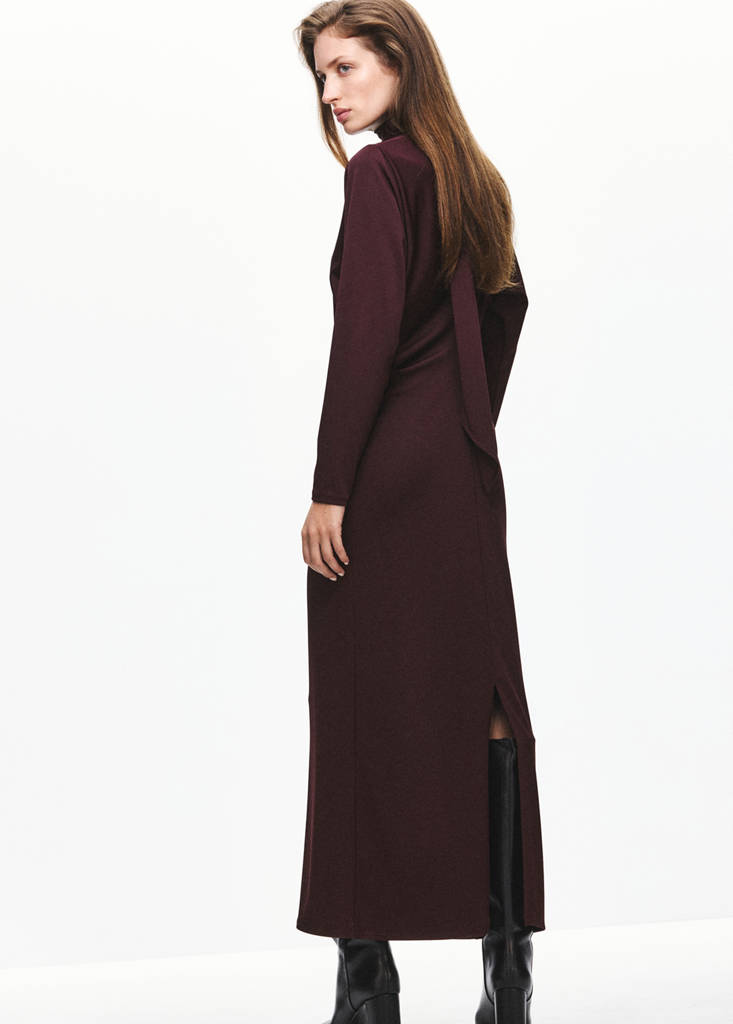 Ruched side knitted dress — Burgundy