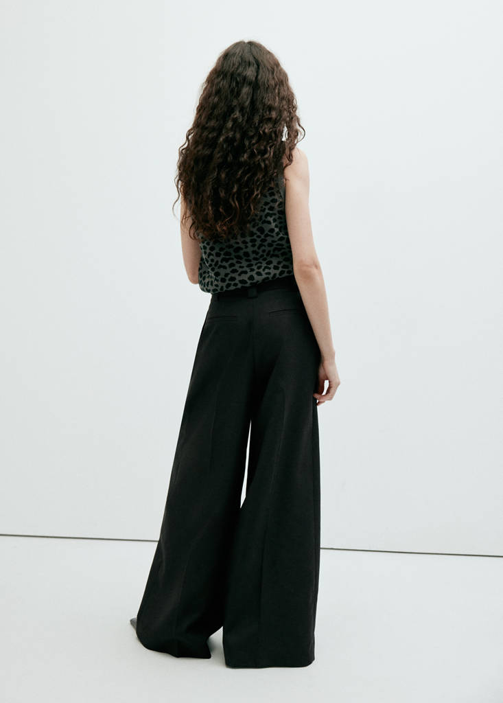 Printed knit top — Charcoal