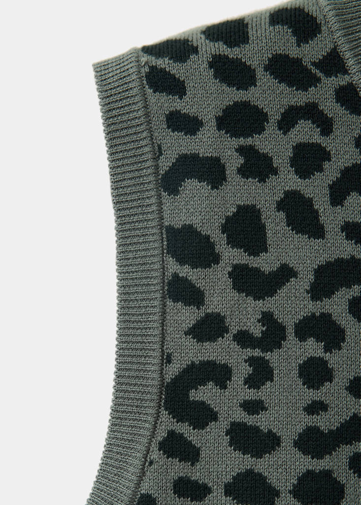 Printed knit top — Charcoal