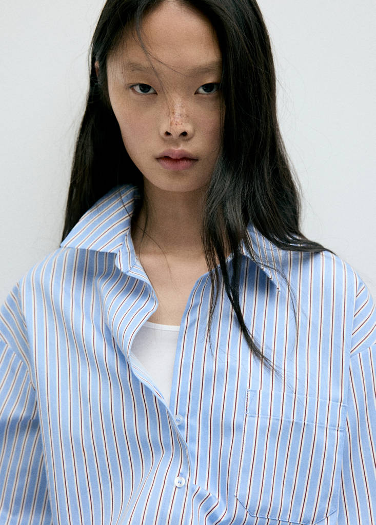 Striped straight shirt — Brown