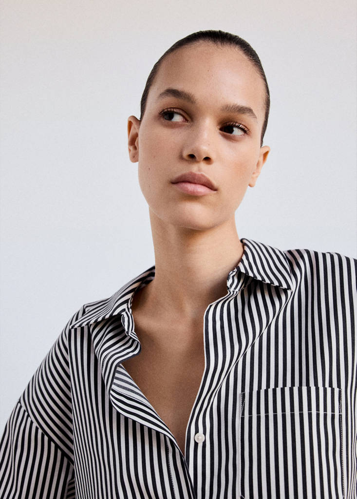 Striped straight shirt — Navy