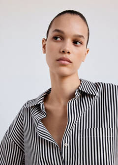 Striped straight shirt — Navy 1