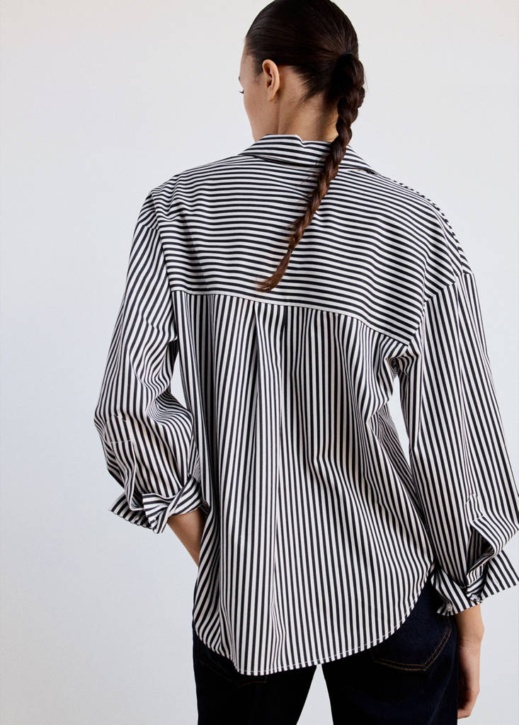 Striped straight shirt — Navy