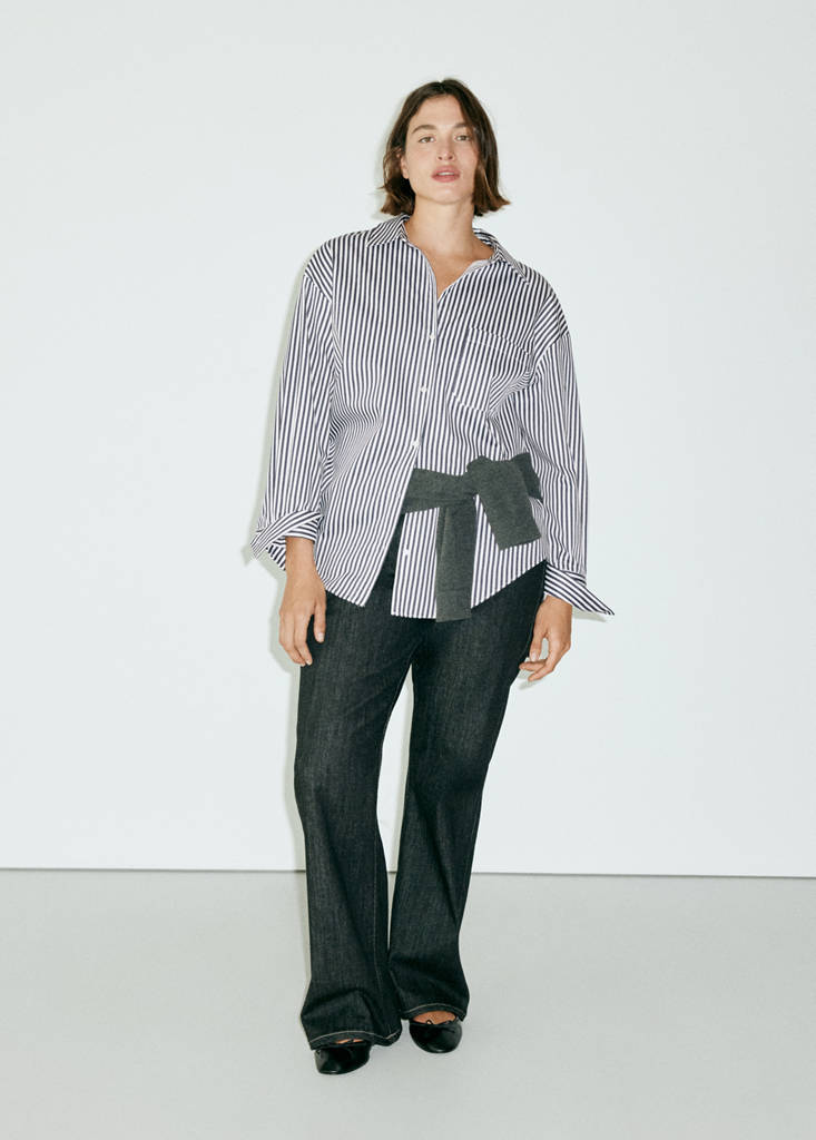 Striped straight shirt — Navy